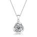 Stella Valentino Sterling Silver with 1ct Round Moissanite Solitaire Flower Swirl Pendant Necklace - White - 18