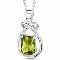 Peora Peridot Pendant Necklace Sterling Silver Radiant 1.5 Carats - Green