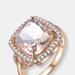 Genevive Sterling Silver Rose Gold Plated Morganite Cubic Zirconia Coctail Ring - Pink - 6