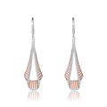 Genevive GENEVIVE Sterling Silver Rose Gold Plated Cubic Zirconia Drop Earrings - Pink - 44MM