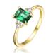 Genevive GV Sterling Silver 14k Yellow Gold Plated with Emerald & Cubic Zirconia Solitaire Cluster Anniversary Engagement Ring - Green - 6