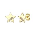Rachel Glauber Rachel Glauber 14k Gold Plated with Diamond Cubic Zirconia Lucky Star Stud Earrings - Gold