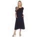 White Mark Women's Short Sleeve Midi Dress - Black