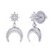 LuvMyJewelry North Star Moon Crescent Diamond Earrings In Sterling Silver - Grey