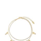 Ettika Giovanna Layered Crystal 18k Gold Plated Anklet - Gold - ONE SIZE ONLY