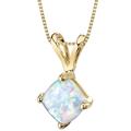 Peora 14 Karat Yellow Gold Cushion Cut Created Opal Pendant - Gold