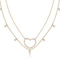 Ettika Crystal Heart And Drop Layered 18k Gold Plated Necklace Set of 2 - Gold - ONE SIZE ONLY
