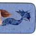Caroline's Treasures 14 in x 21 in Brown Headed Mermaid on Blue Dish Drying Mat