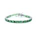 Genevive Sterling Silver with Colored Cubic Zirconia Tennis Bracelet. - Green - 7.25