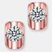 Genevive Genevive Sterling Silver Rose Gold Plated Cubic Zirconia Geometrical Stud Earrings - Pink - 8.66 W X 12.71 L X 5.37 D