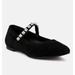 Rag & Co Assisi Black Fine Suede MaryJane Ballet Flats - Black - US 6