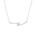 Genevive Genevive Sterling Silver with Diamond Cubic Zirconia Solitaire Double Bar Pendant Necklace - White