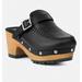 Rag & Co Choctav Black Handcrafted Leather Clogs - Black - US 9