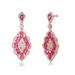 Genevive Sterling Silver 18k Rose Gold Plating With Clear And Red Cubic Zirconia Accent Dangle Earrings - Pink - OS