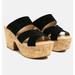 Rag & Co Gerd Block Heeled Suede Slip-On Sandal - Black - US 9