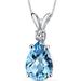 Peora Swiss Blue Topaz Pendant 14 Karat White Gold Pear 2.26 Carats - Blue