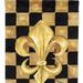 Caroline's Treasures Black Gold Checkered Flag Fleur De Lis Garden Flag 2-Sided 2-Ply