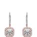 Genevive Genevive Sterling Silver Rose Gold Plated Cubic Zirconia Square Drop Earrings - Pink - 10.21 MM W X 25.82 L X 2.62 D