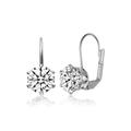 Genevive Sterling Silver With Clear Cubic Zirconia Classic Leverback Earrings - Grey