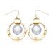 Genevive Sterling Silver 14k Yellow Gold Plated with White Pearl Concentric Halo Dangle Drop Earrings - Gold - 50