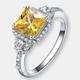 Genevive Sterling Silver Yellow Cubic Zirconia Halo Coctail Ring - Yellow - 6