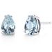 Peora Aquamarine Stud Earrings 14 Karat White Gold Pear Shape - Grey