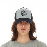 Cult of Individuality Clean Logo Mesh Back Trucker Curved Visor Cap In Vintage Grey - Grey