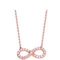 Genevive Sterling Silver Rose Gold Plated Cubic Zirconia Halo Infinity Neckalce - Pink - 18