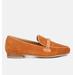 Rag & Co Echo Suede Leather Braided Detail Loafers In Tan - Brown