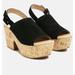 Rag & Co Vendela Leather Slingback Platform Sandal in Black - Black - 10