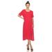 White Mark Women's Short Sleeve Midi Dress - Red