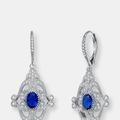 Genevive Genevive Sterling Silver Sapphire Cubic Zirconia Pave Drop Earrings - Blue - 20MM X 46MM X 3.5MM