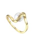 Genevive Genevive Sterling Silver 14k gold plated with 7mm White Freshwater Pearl Promise Stacking Ribbon Ring - Gold - 8