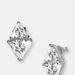 Genevive Genevive Sterling Silver Clear Cubic Zirconia Stud Earrings - Grey - 9 MM W X 16 MM L X 6 MM D