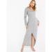 Quiz Long Sleeve Sequin Wrap Evening Dress - Grey - 8