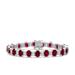 Genevive Sterling Silver with Oval Colored & Clear Cubic Zirconia Tennis Bracelet - Red