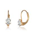 Genevive Genevive Sterling Silver Gold Plated Cubic Zirconia Leverback Drop Earrings - Gold - 21MM