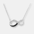 Genevive Sterling Silver Black Plated Black Cubic Zirconia Infinity Charm Necklace - Black - 18