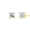 Haus of Brilliance 14K Yellow Gold 1/2 Cttw Princess-Cut Square Near Colorless Diamond Classic 4-Prong Solitaire Stud Earrings - Yellow - OS