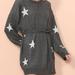 Anna-Kaci Star Pattern Sweater Dress - Grey