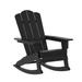 Merrick Lane Ridley Adirondack Rocking Chair With Cup Holder, Weather Resistant HDPE Adirondack Rocking Chair In Black - Black
