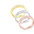 Haus of Brilliance 10K Yellow, White and Rose Gold over .925 Sterling Silver 5/8 Cttw Diamond Channel-Set Stackable Band Ring Set - White - 7