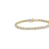 Haus of Brilliance Two-Tone 10K Yellow Gold over .925 Sterling Silver 1.0 Cttw Diamond S-Curve Link Miracle-Set Tennis Bracelet - Gold - 8