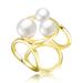 Genevive Sterling Silver Gold Plated 6.5-8MM Freshwater Pearls Geometric Ring - Gold - 6