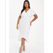 Quiz Plus Size V-Neck Frill Hem Midi Dress - White