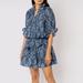 Juliet Dunn Small Flower Block Print Blouson Dress With Lurex - Blue - 0