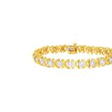 Haus of Brilliance Two-Tone 10K Yellow Gold over .925 Sterling Silver 1.0 Cttw Diamond Channel Set Tapered & X-Link 7" Tennis Bracelet - Yellow - 7