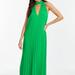 Quiz Chiffon Pleated High Neck Midi Dress - Green