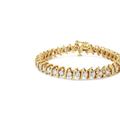 Haus of Brilliance AGS Certified 18K Yellow Gold 5.00 Cttw "S" Link Wrapped 2-Prong Set Round Brilliant Diamond Tennis Bracelet - Yellow - 7