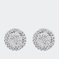 Haus of Brilliance 14K White Gold 1.0 Cttw Brilliant-Cut Diamond Halo-Style Cluster Round Button Stud Earrings - White - OS